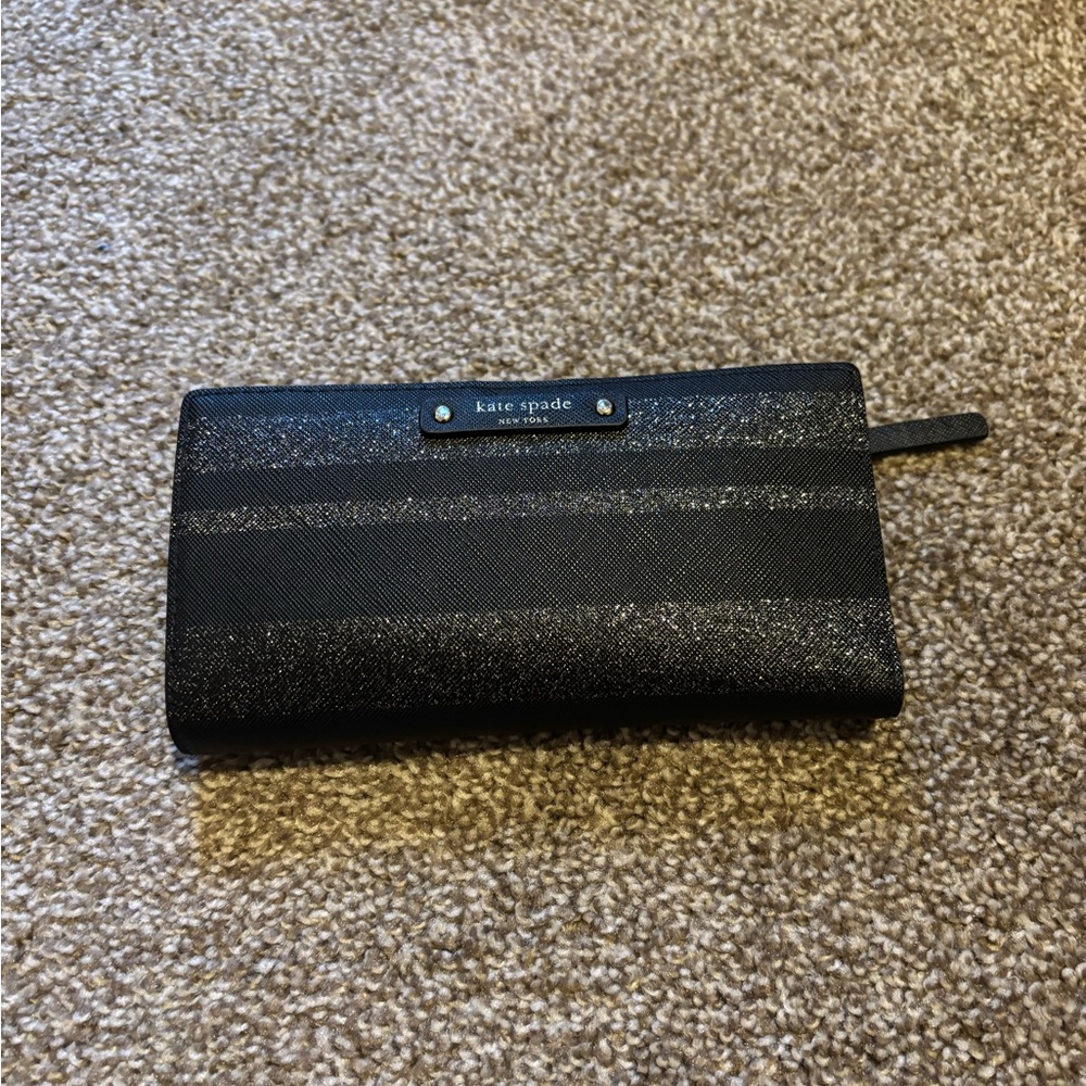 Kate Spade black and silver glitter wallet